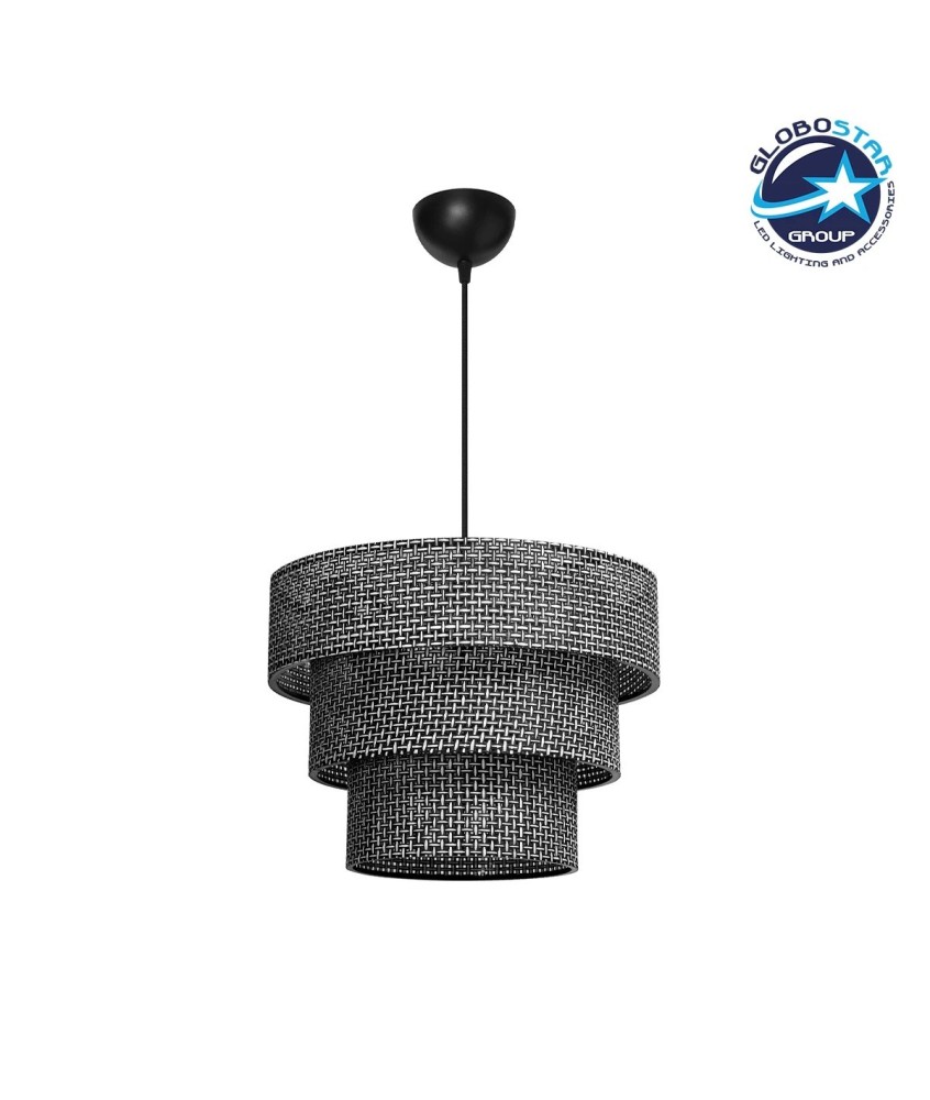 GLOBOSTAR® LEVEL 203-0276 Μοντέρνο Κρεμαστό Φωτιστικό Οροφής με Ντουί 1 x E27 AC 220-240V IP20 - Γκρι - Μ38 x Π38 x Υ30cm